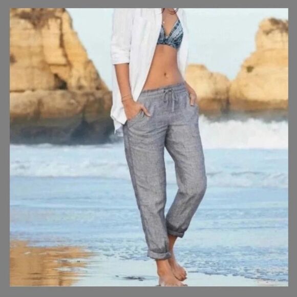 Athleta 100% linen ankle pants size 2 - Picture 2 of 13